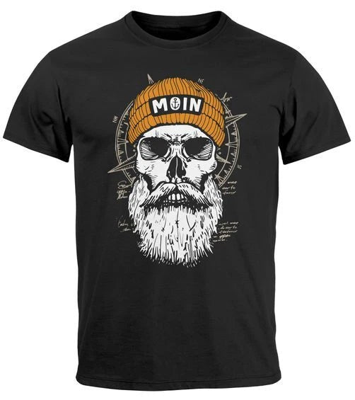 Men's T-Shirt Print Shirt Moin Skull Wind Rose Compass Skull Front Print
