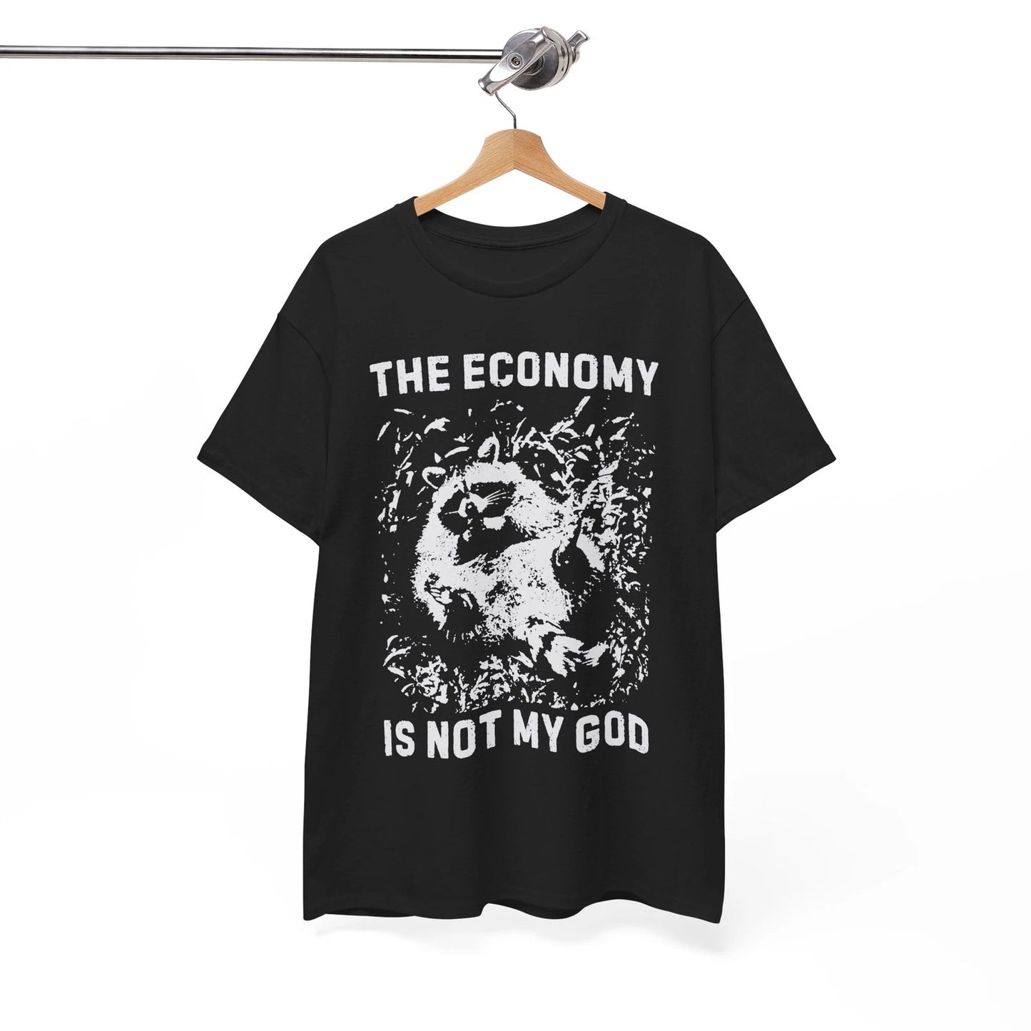 Anarchist Raccoon Economy is not my God Tee, Leftist Trash Punk Unisex Tee