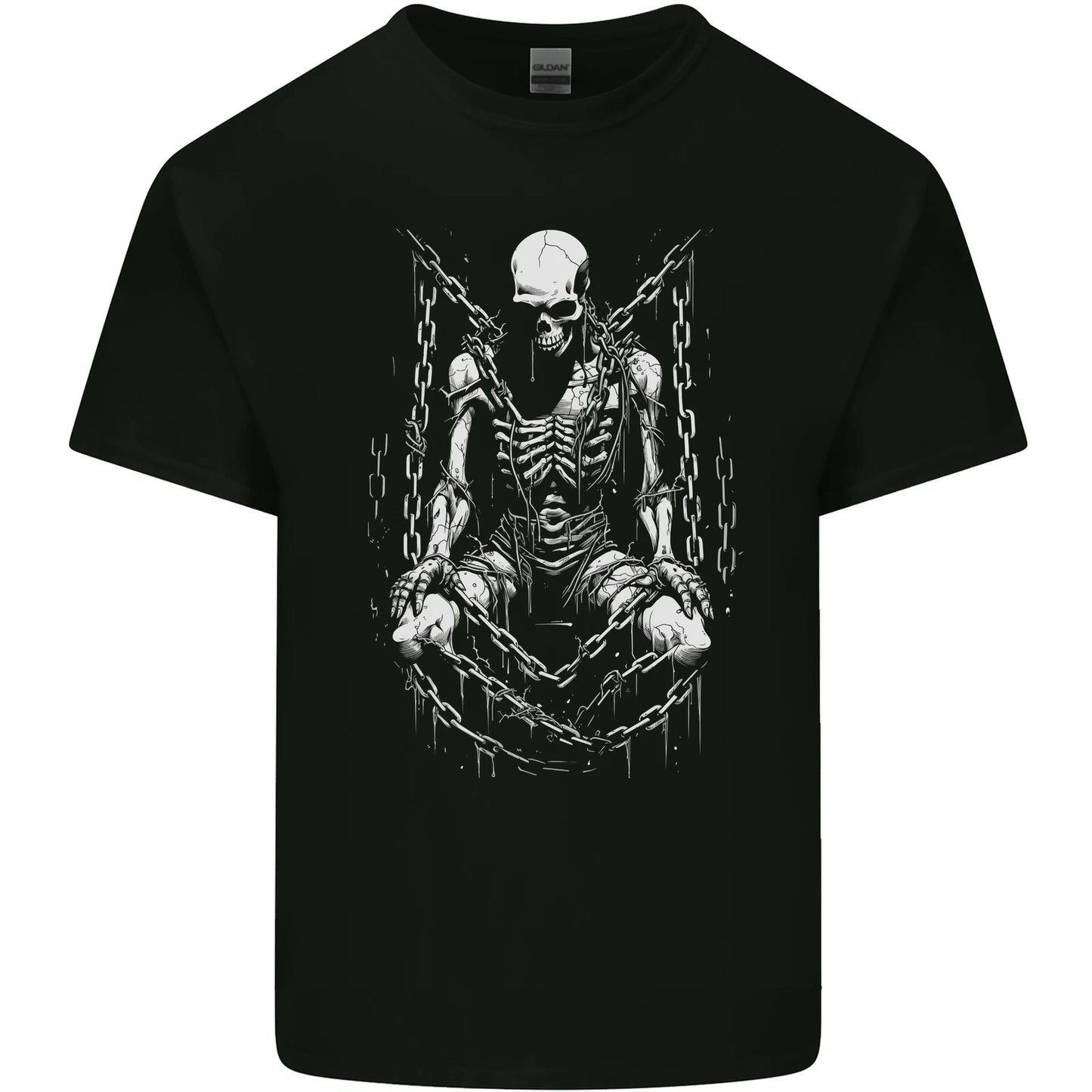 A Skeleton in Bondage Skull Horror Gothic Goth Mens Cotton T-Shirt Tee Top