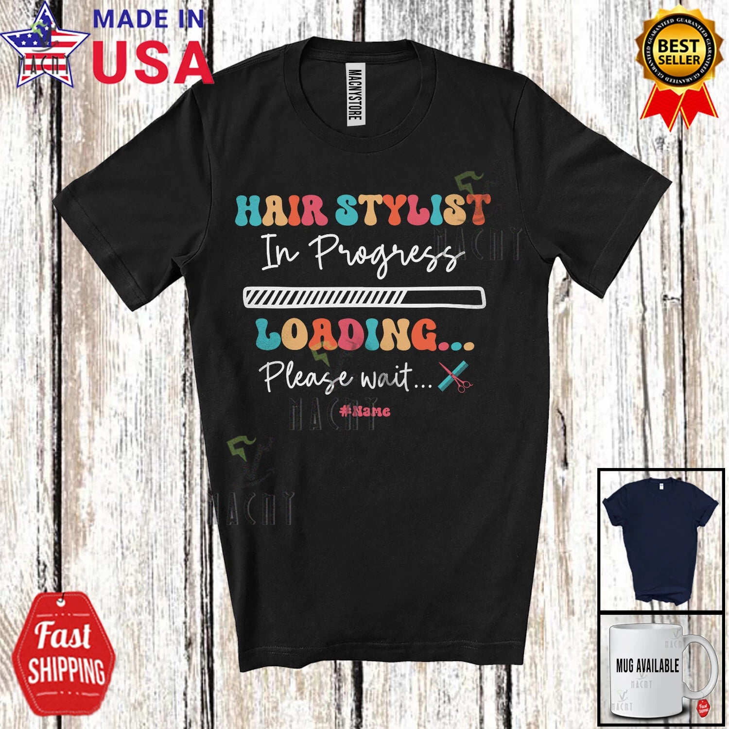 Custom Name Hair Stylist In Progress Loading; Amusing Future Jobs Careers Shirt