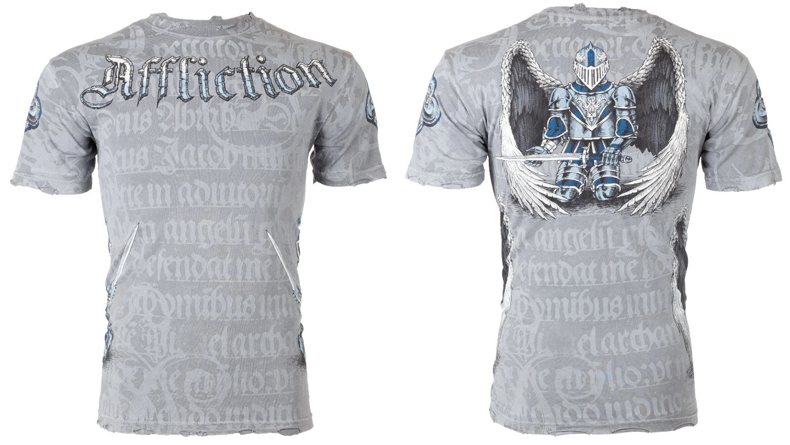 Rare $66 AFFLICTION Silver KNIGHTHOOD Short Sleeve Slim Fit Y2K T-shirt NWT