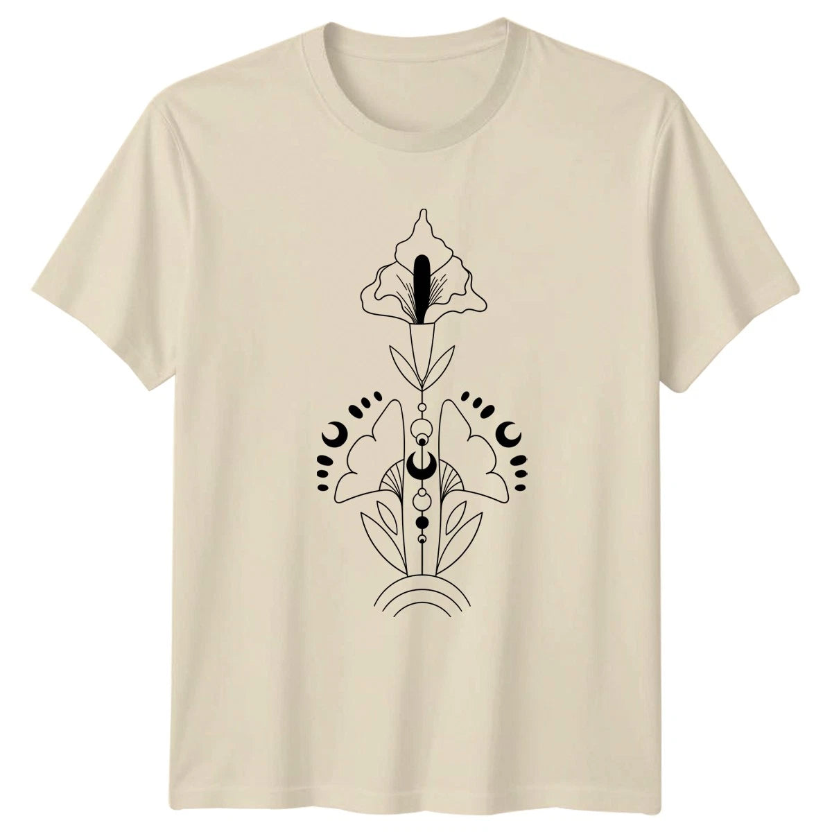 Mystical Floral Moon Phase Aesthetic T-Shirt Celestial Floral Boho Art