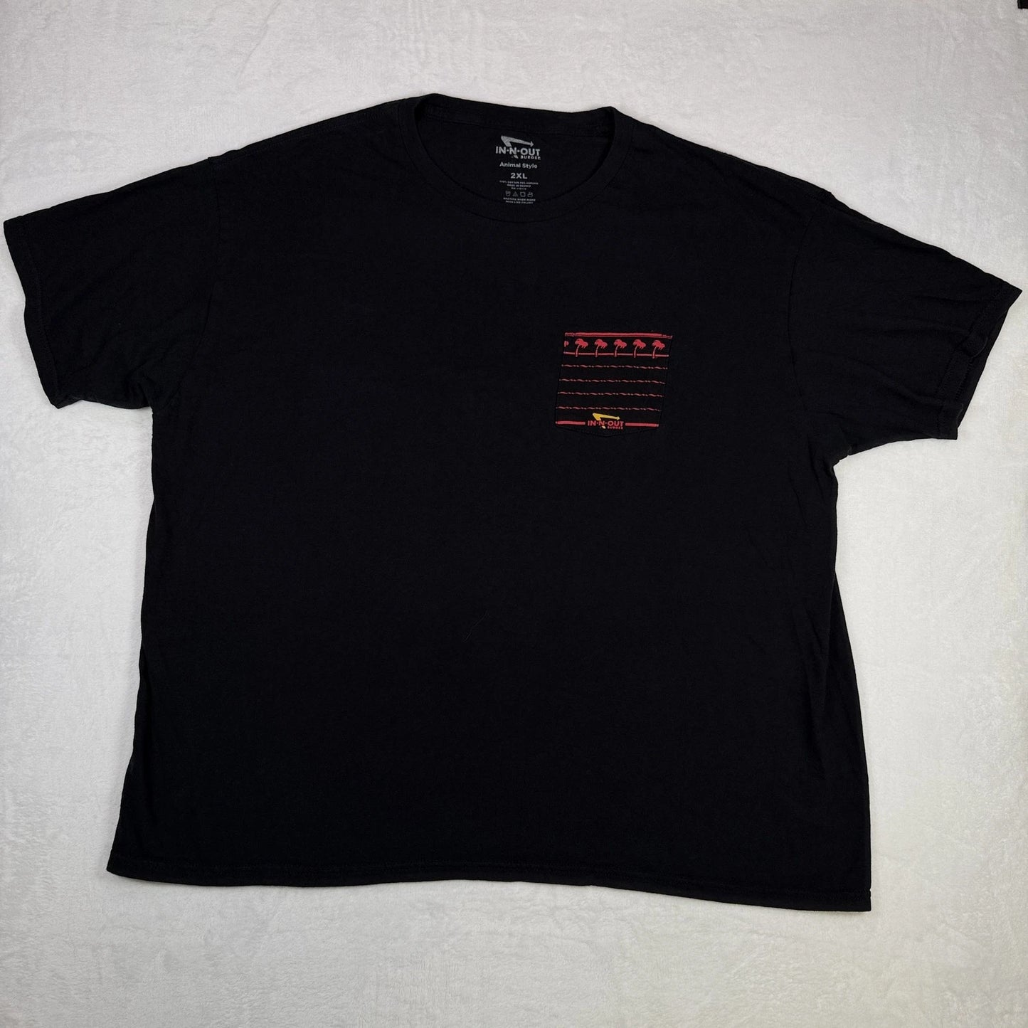 In-N-Out Burger Men's Graphic T-Shirt Size 2XL Black Animal Style Pocket Print