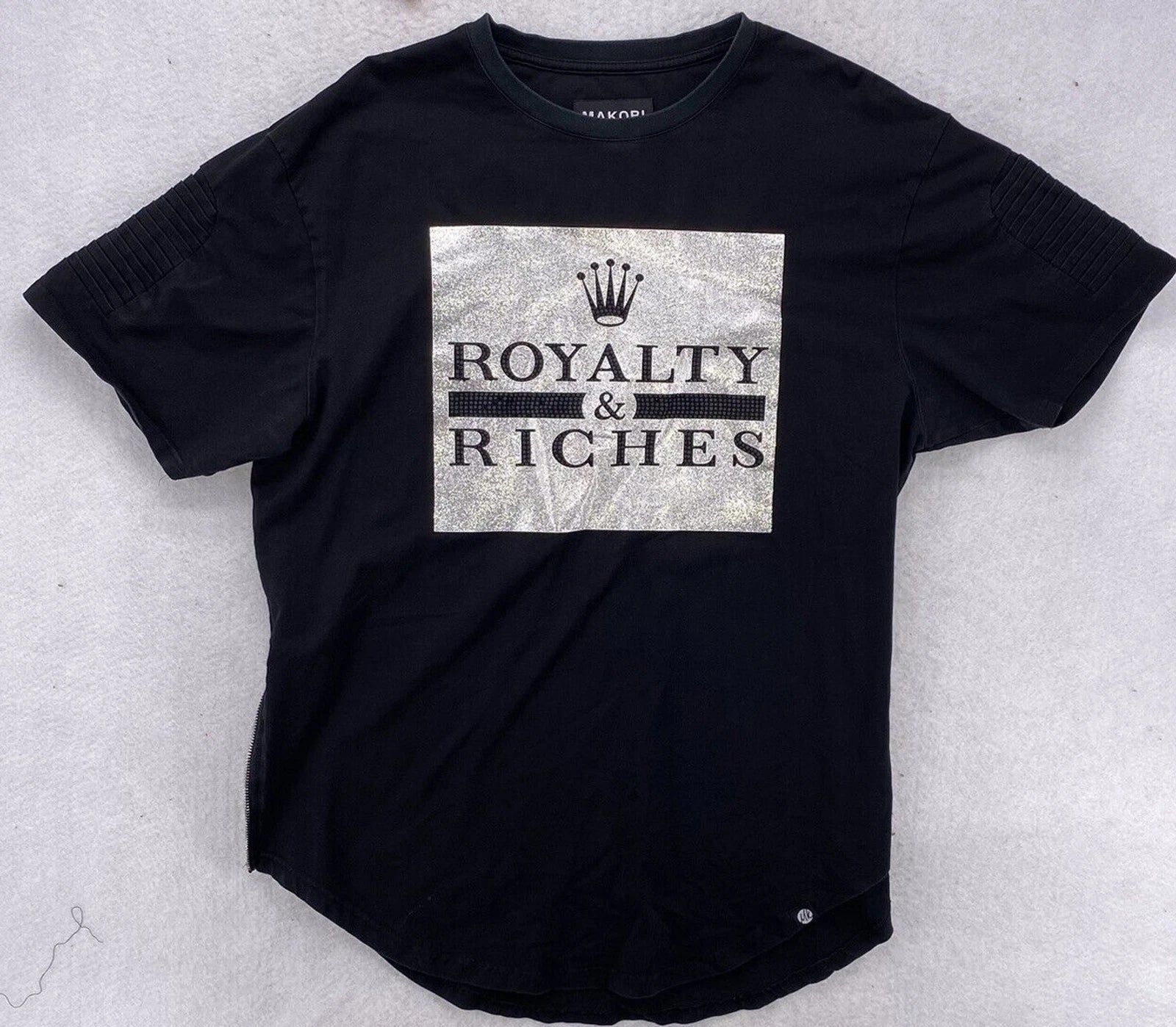 Makobi Shirt Men's Size XL Designer Zipper Street Wear Black  Royalty & Riches