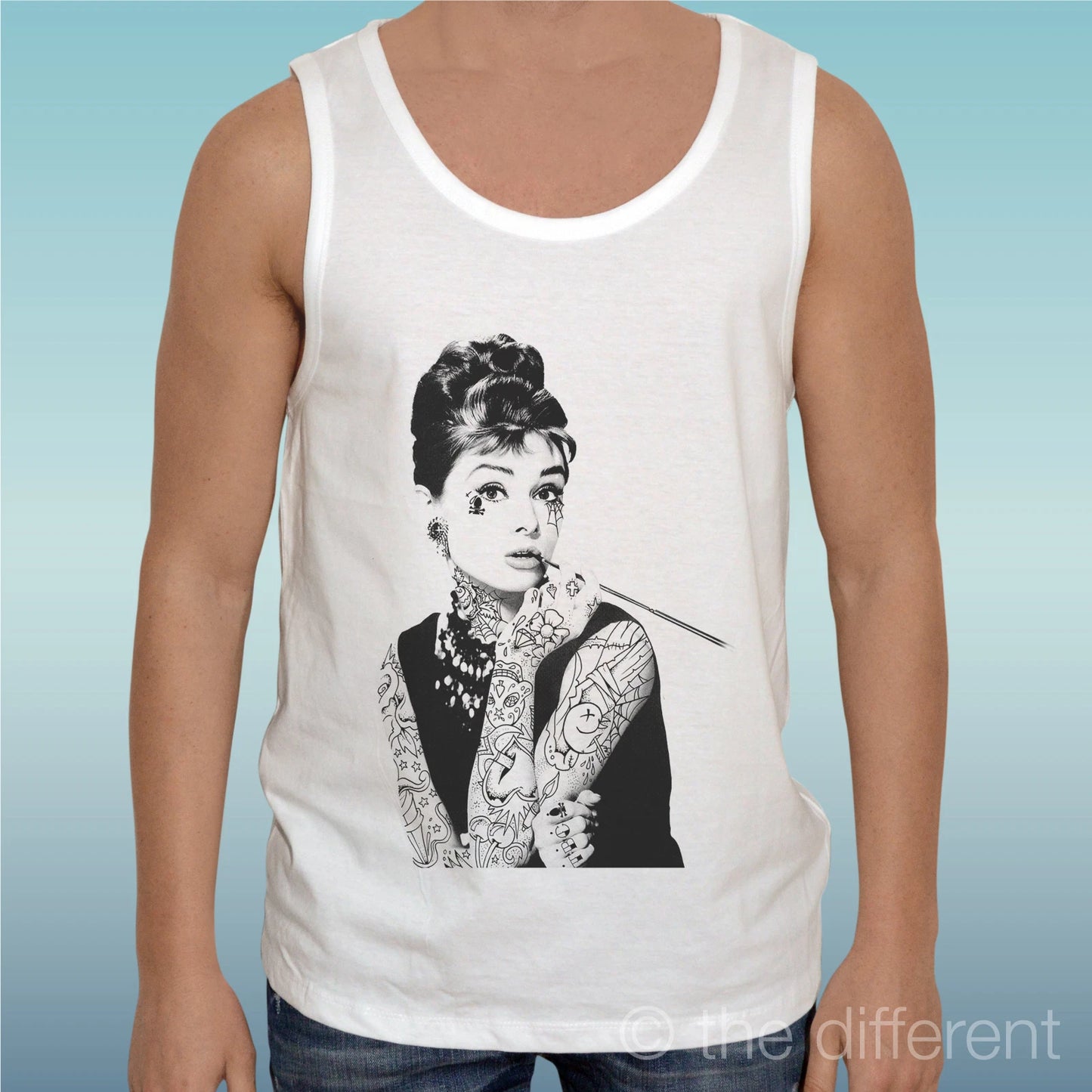 Canotta T-Shirt " Audrey Helpburn Tatuaggio Smoke " Tank Top Gift Idea