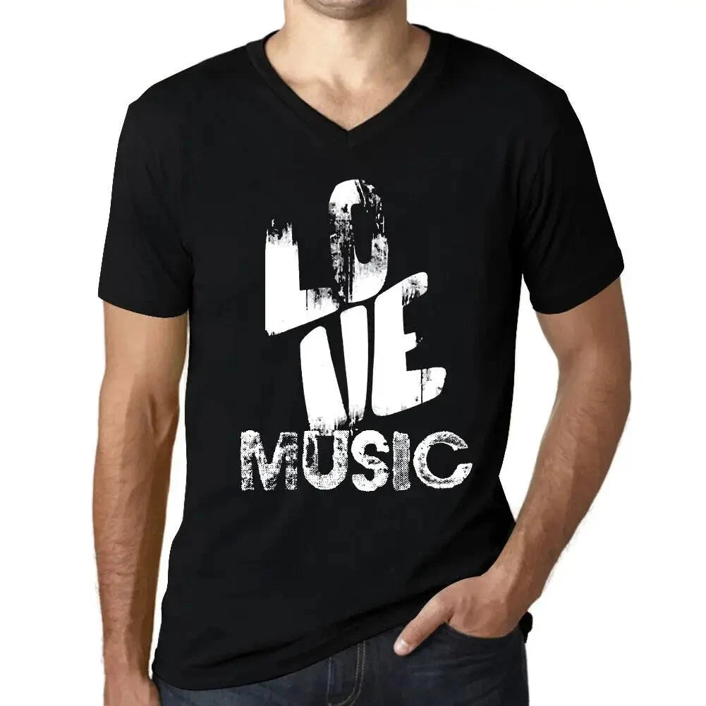 Men's Graphic T-Shirt V Neck Love Music Eco-Friendly Limited Edition