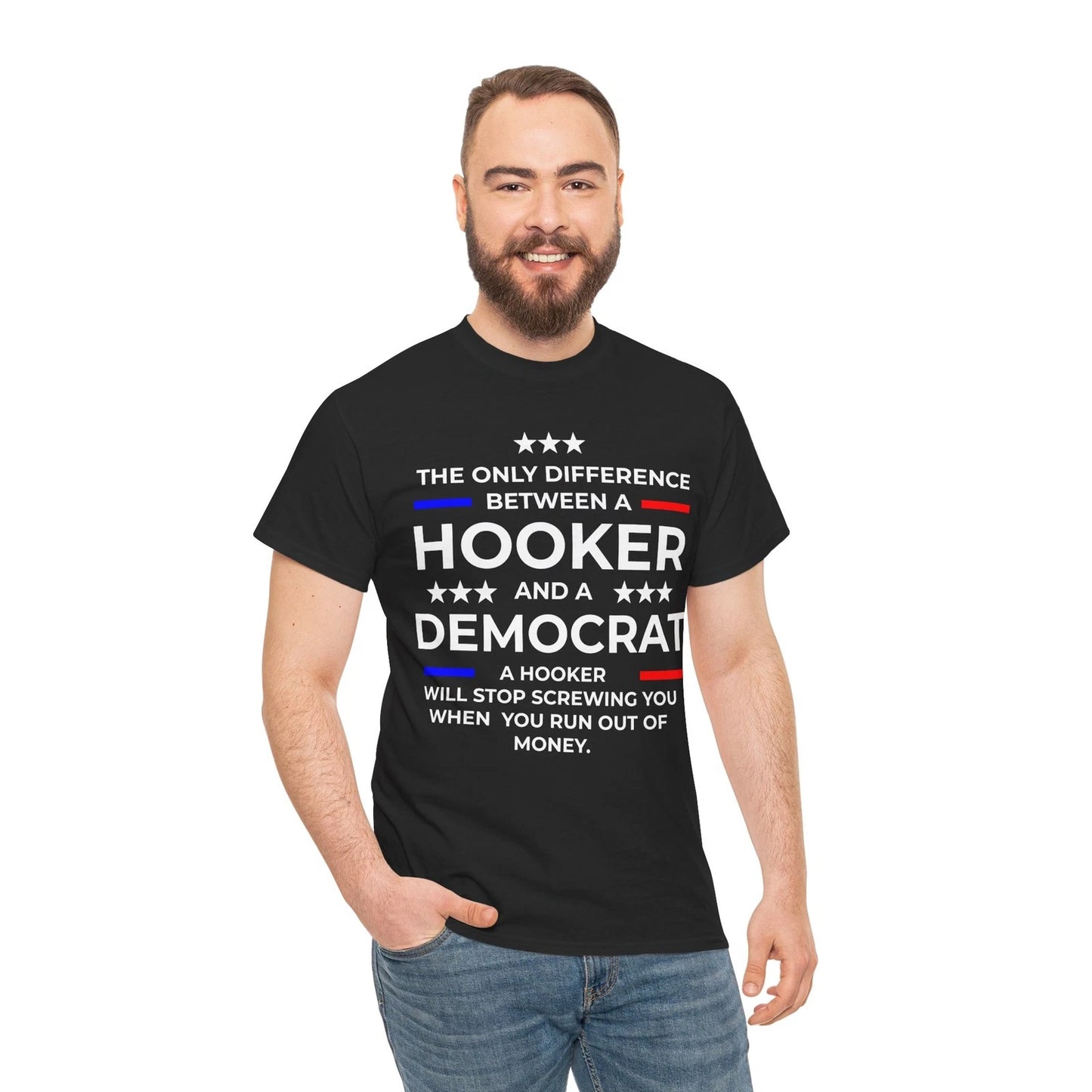 Difference Between A Hooker And A Democrat Unisex Short Sleeve Tee