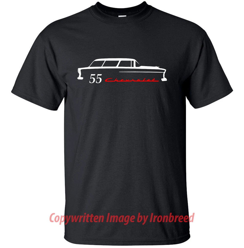 1955 55 Chevy Bel Air NOMAD T-Shirt Classic Muscle Car Emblem Side Mouldings