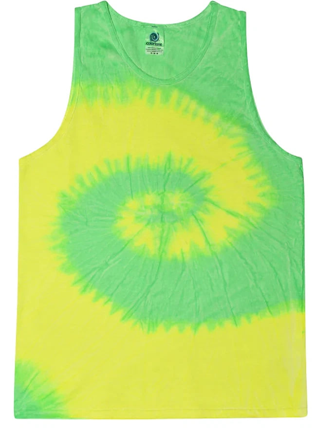 Men's YELLOW & LIME TIE DYE Tank Top T-Shirt NEW