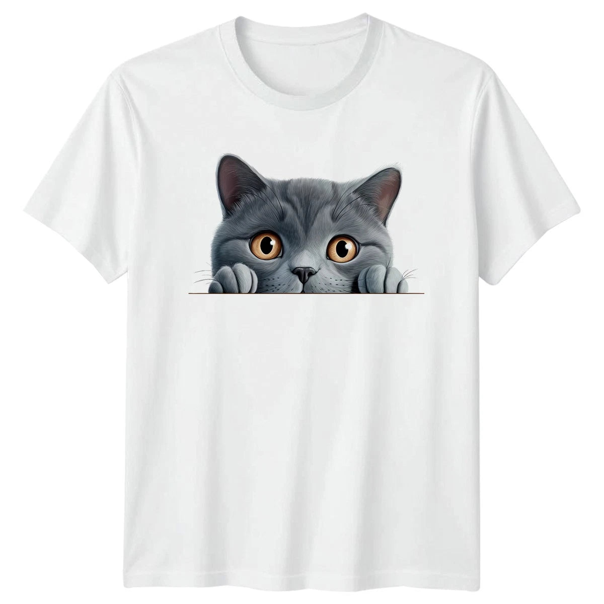 Peeking Cute Grey Cat T-Shirt Cute Cat Animals Birthday Gift For Him And Her