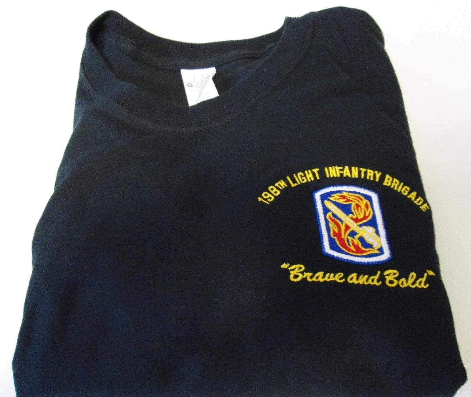 198TH LIGHT INFANTRY BRIGADE "BRAVE AND BOLD" EMBROIDERED LEFT CHEST SHIRT