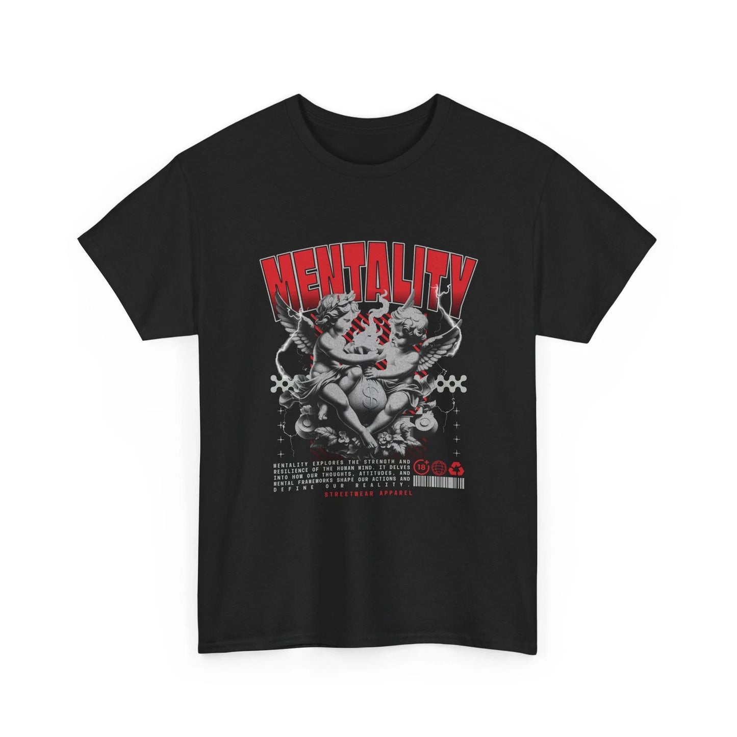 Mentality Angels Graphic T-Shirt Red Grunge Aesthetic Tee