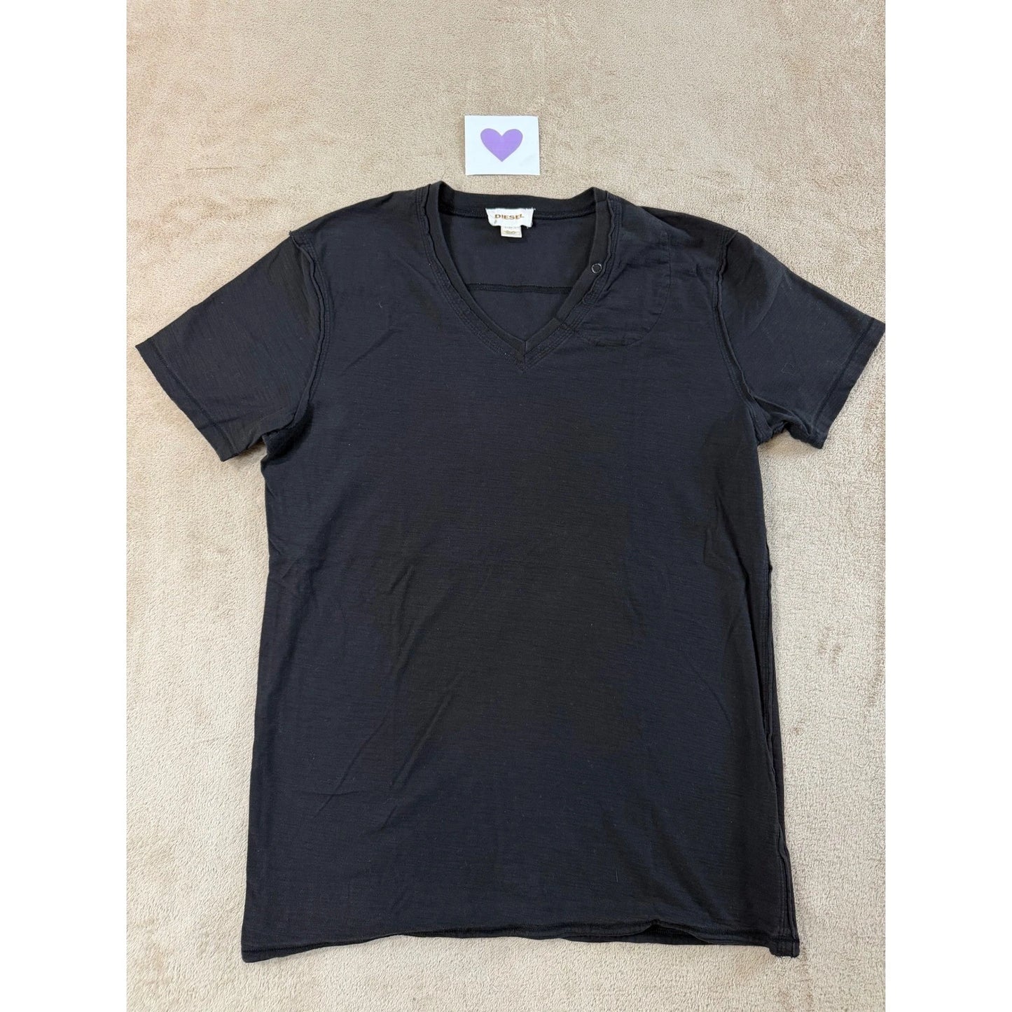 Vintage Diesel T-Shirt Men's L Black Cotton Detail V-neck short sleeve EUC