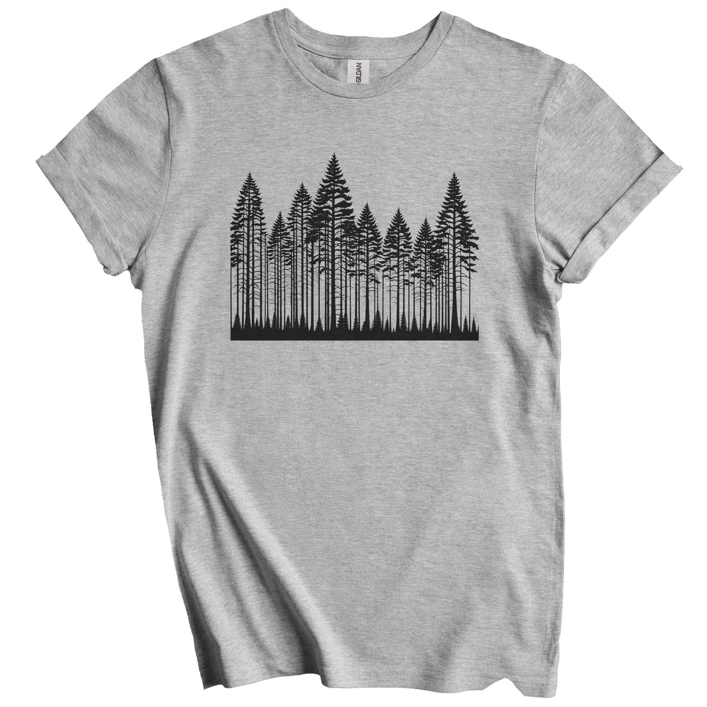 Evergreen Forest Tall Trees Camping Nature Lover T-Shirt - Minimalist Shirt