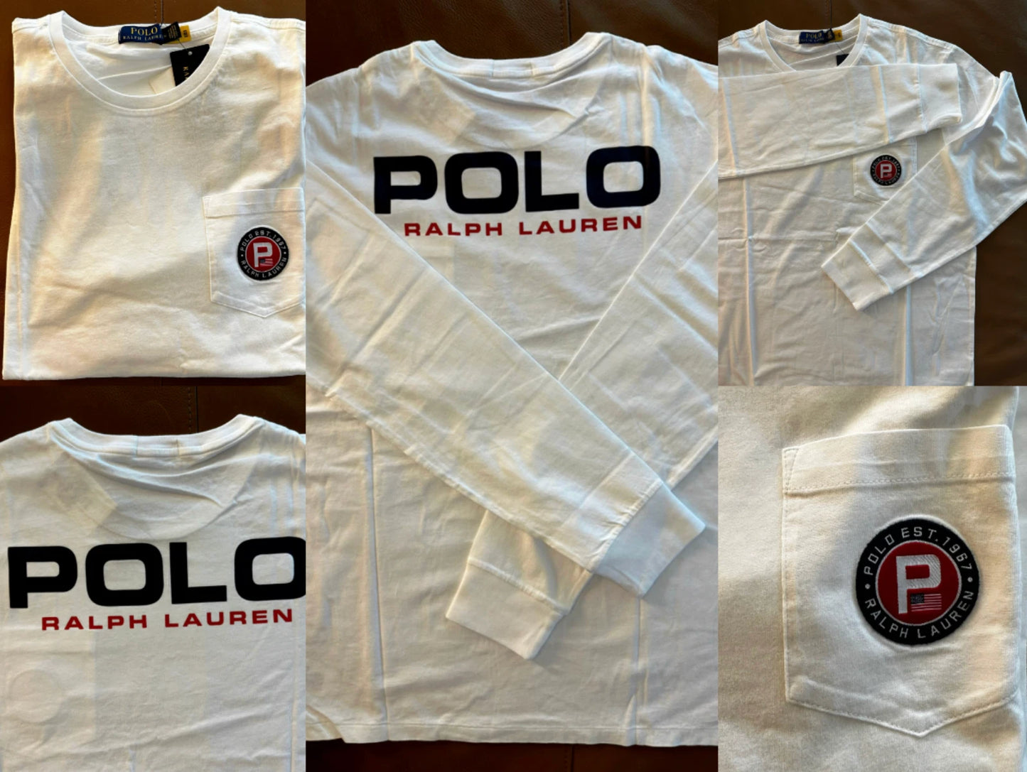 POLO RALPH LAUREN LS Pocket Logo T-Shirt Tee Jersey Retro Preppy Sweatshirt L