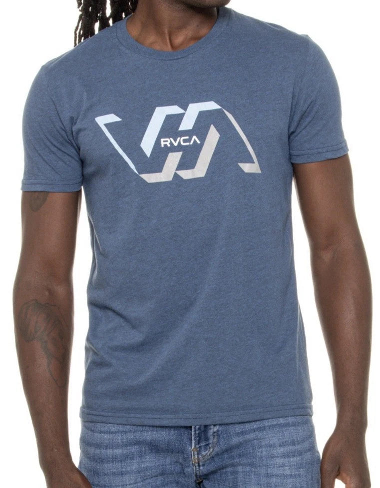 RVCA Memory Graphic Logo XL Blue Tee Soft Jersey Balance Of Opposites Skater