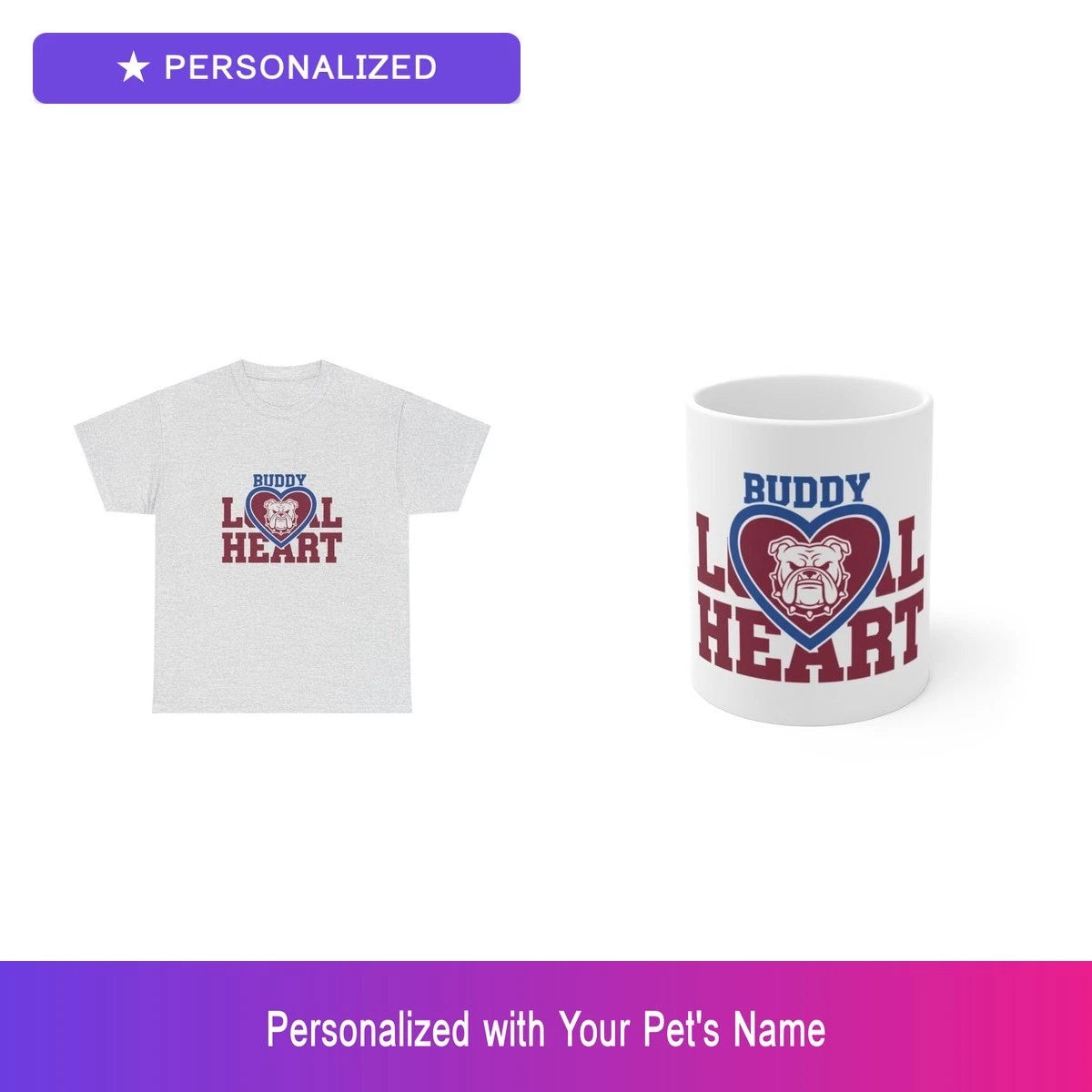 Custom Bulldog Pet Lover Gift Set Shirt Mug Personalized Name Bundle