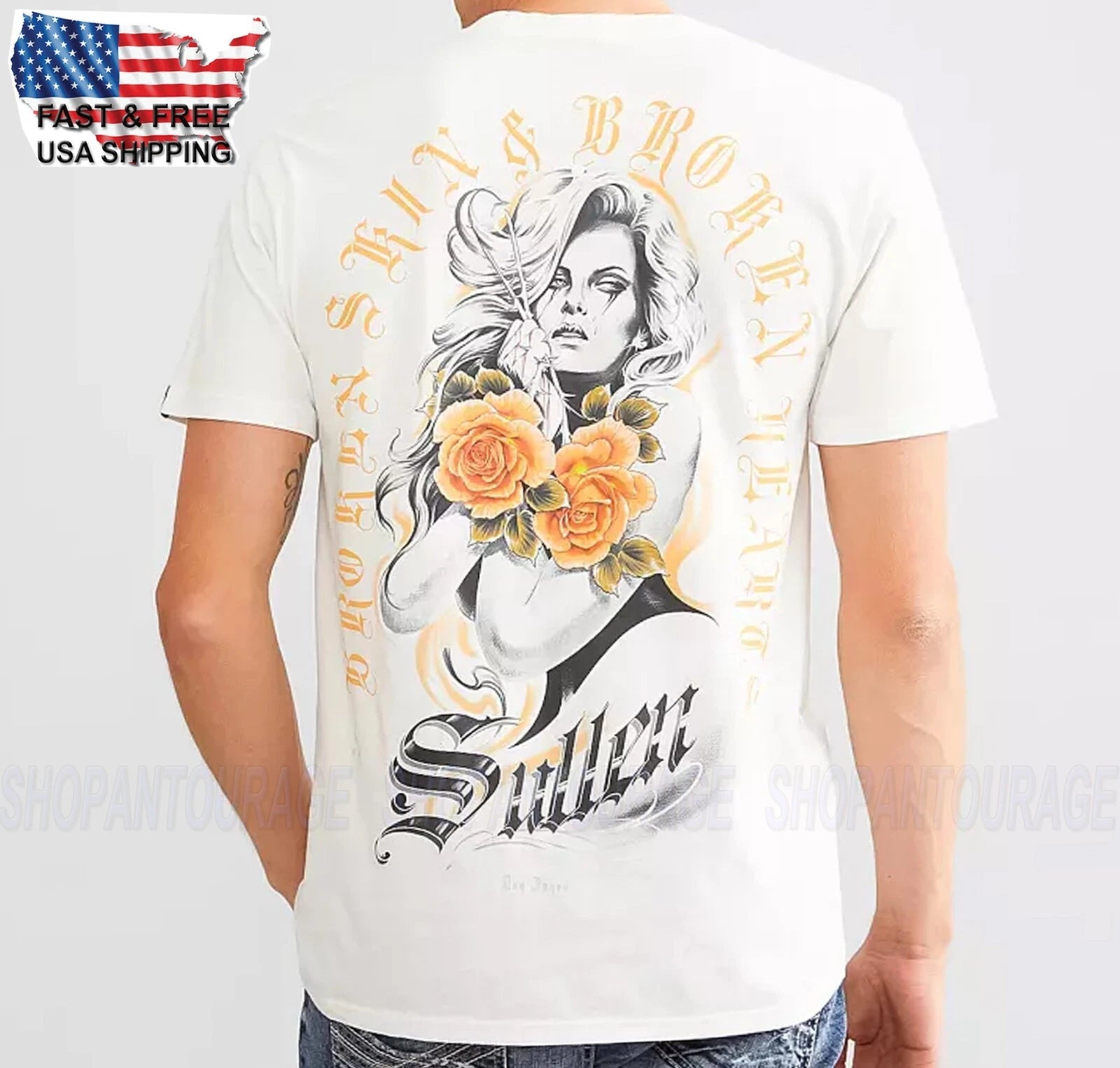 Sullen Art Collective White Premium Graphic Tattoo Short Sleeve Men`s T-shirt