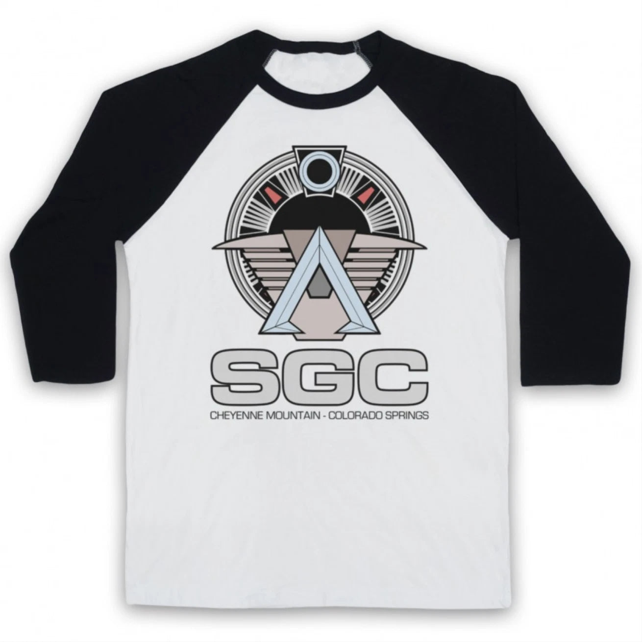 SGC STARGATE UNOFFICIAL STAR GATE COMMAND SCI FI TV 3/4 SLEEVE BASEBALL TEE