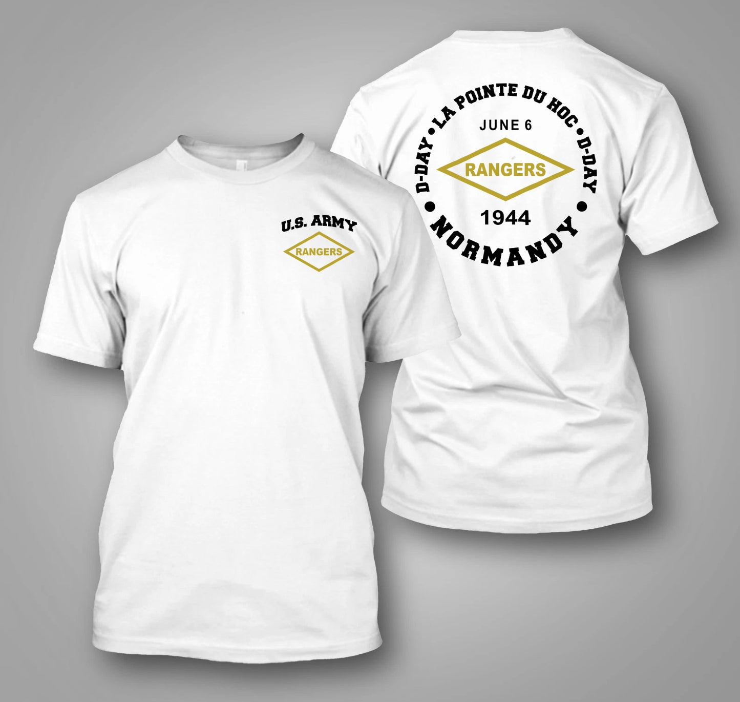 NEW RANGERS La Pointe Du Hoc D-DAY 1944 -  Custom front and back tee