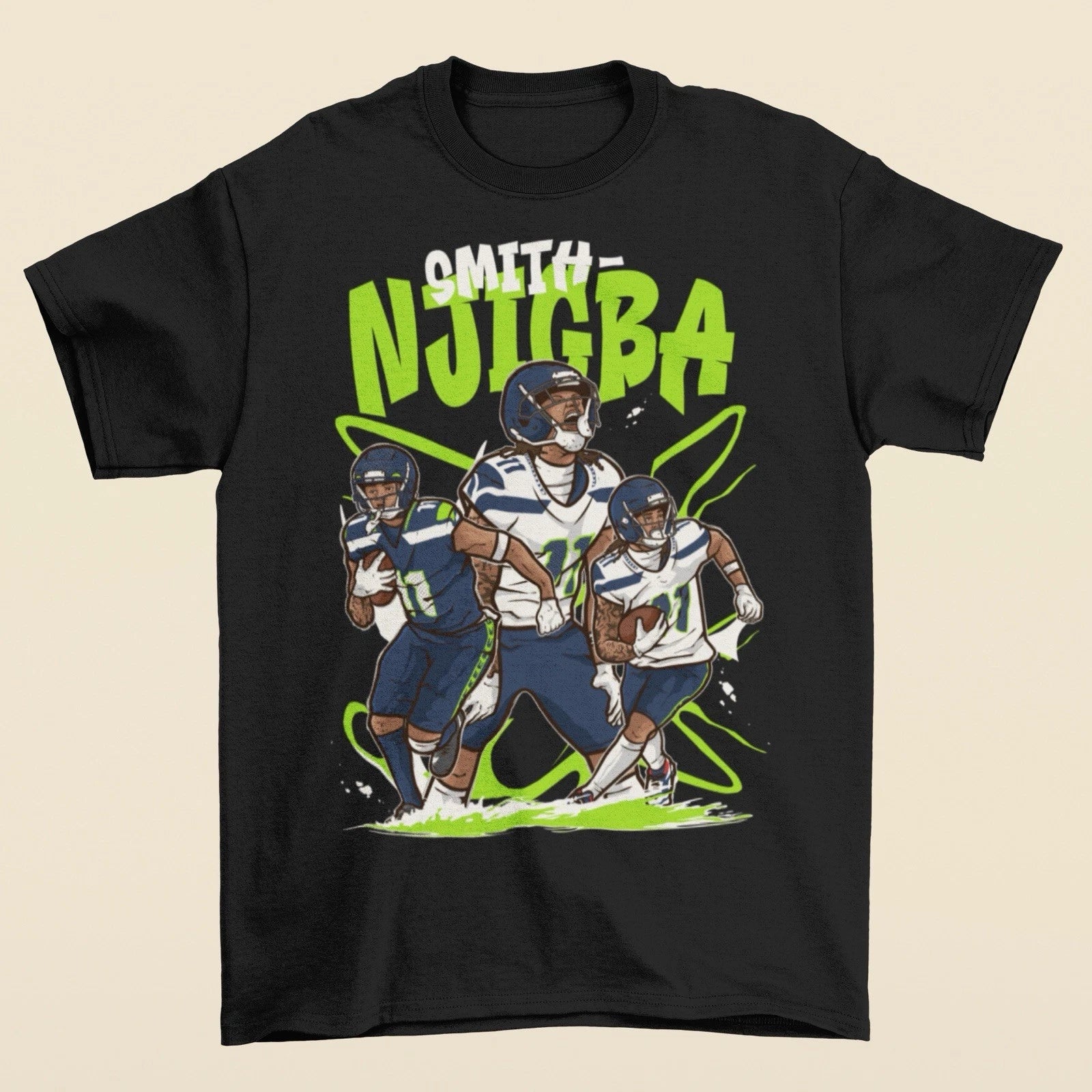 Jaxon Smith-Njigba Cartoon Style Seattle Football T-Shirt