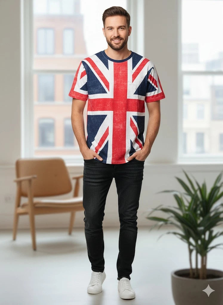 Union Jack T-Shirt Unisex 100% Cotton  Kids & Adults – Crew Neck  Same Day  POST