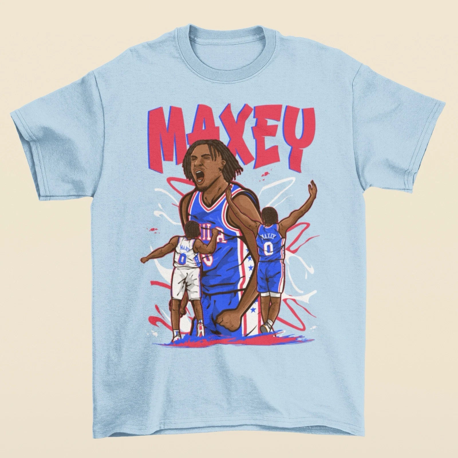 Tyrese Maxey Cartoon Style Philadelphia Basketball T-Shirt