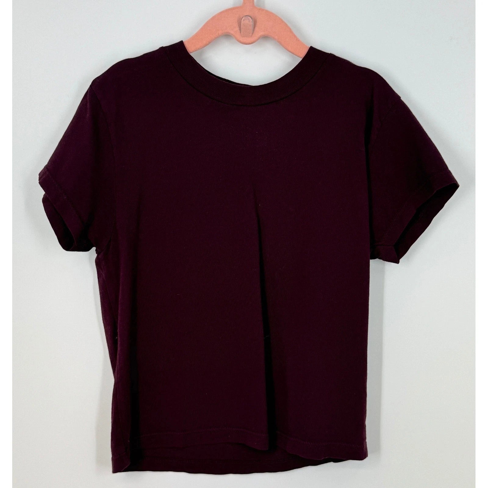 Talentless Burgundy Minimalist Crewneck Tee 100% Cotton Cuffed Sleeve Size S