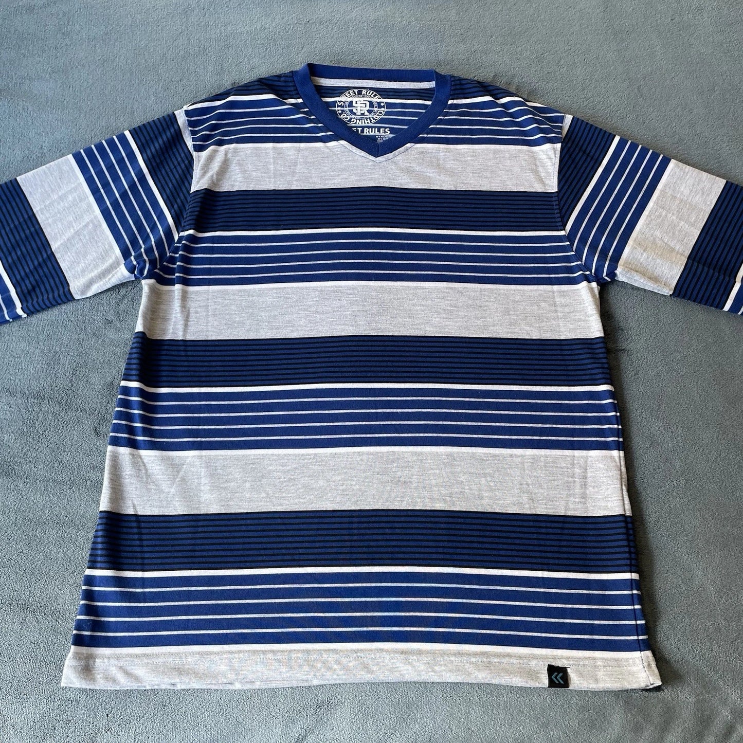 Street Rules Clothing Company Long Sleeve Blue Striped Shirt Medium
