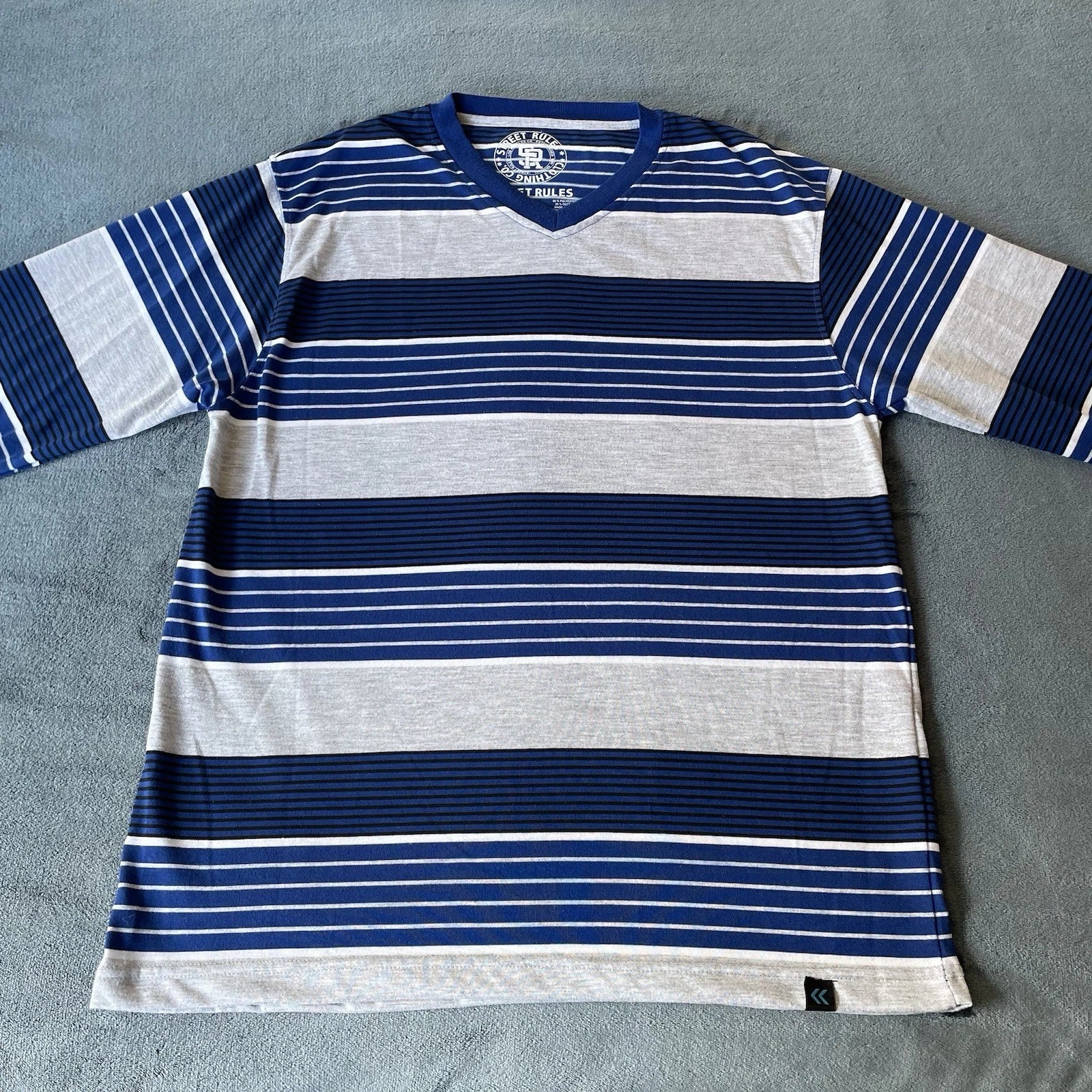 Street Rules Clothing Company Long Sleeve Blue Striped Shirt Medium