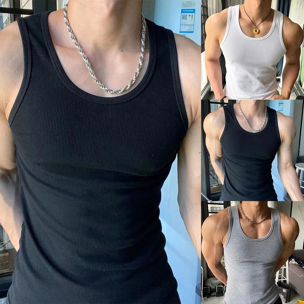 Fashionable Vertical Stripe Bodybuilding Vest Top for Sports Activities