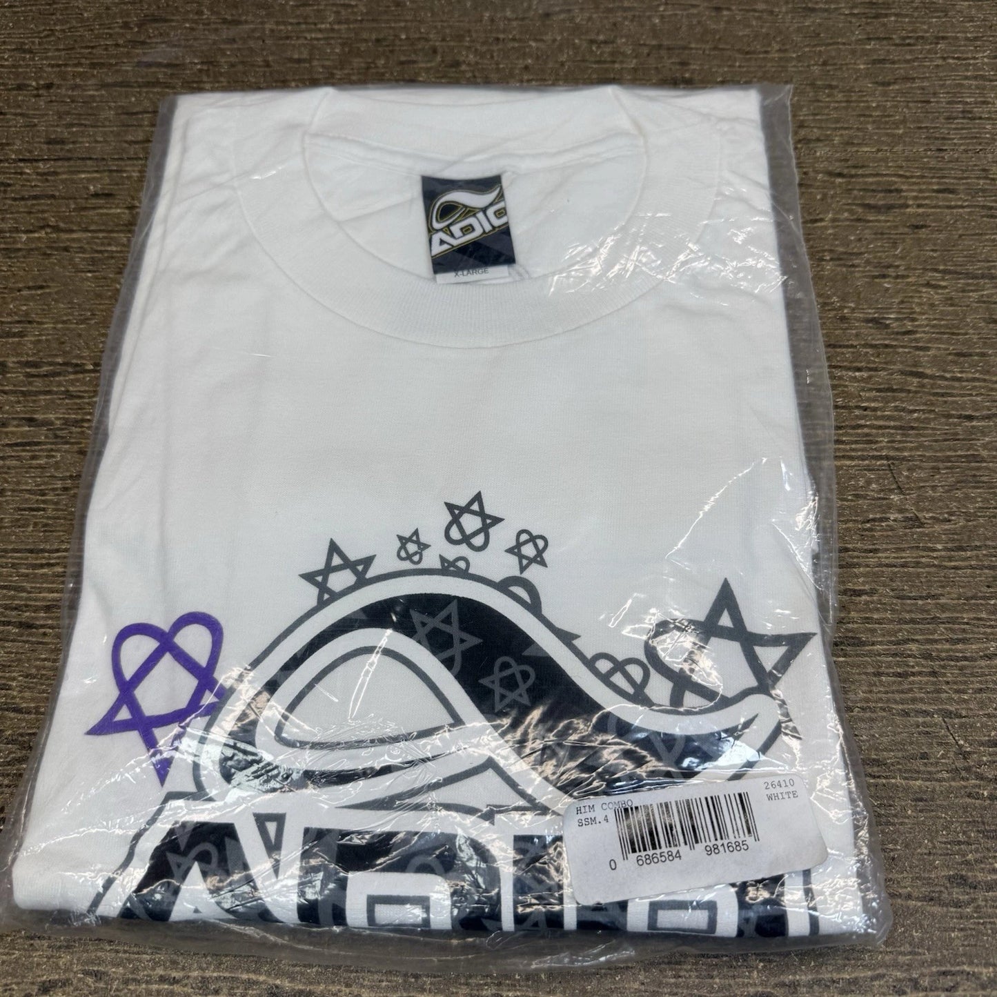 Vintage Y2K Adio Skater Black Logo White  T Shirt Size XL Deadstock