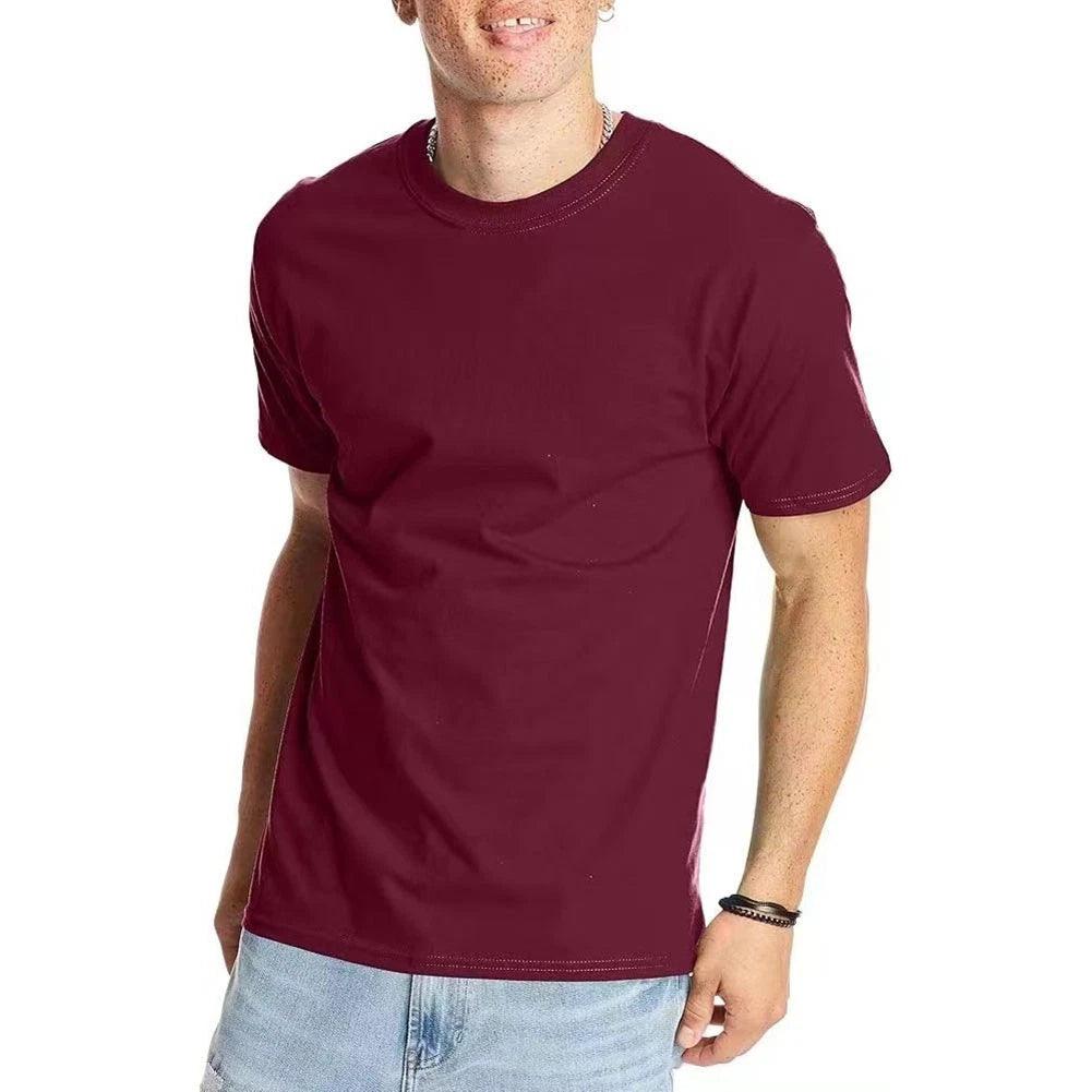 Mens Pullover Tee T-shirts Bottoming Slim Fit Casual Solid Color Undershirts