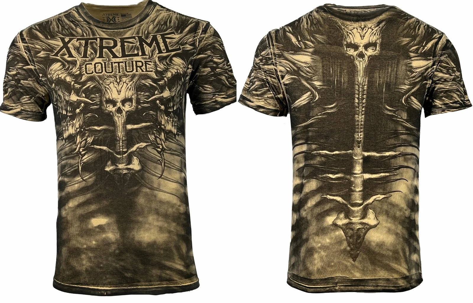 Xtreme Couture by Affliction Men's T-Shirt CHARRED REMAINS Biker Skull S-5XL