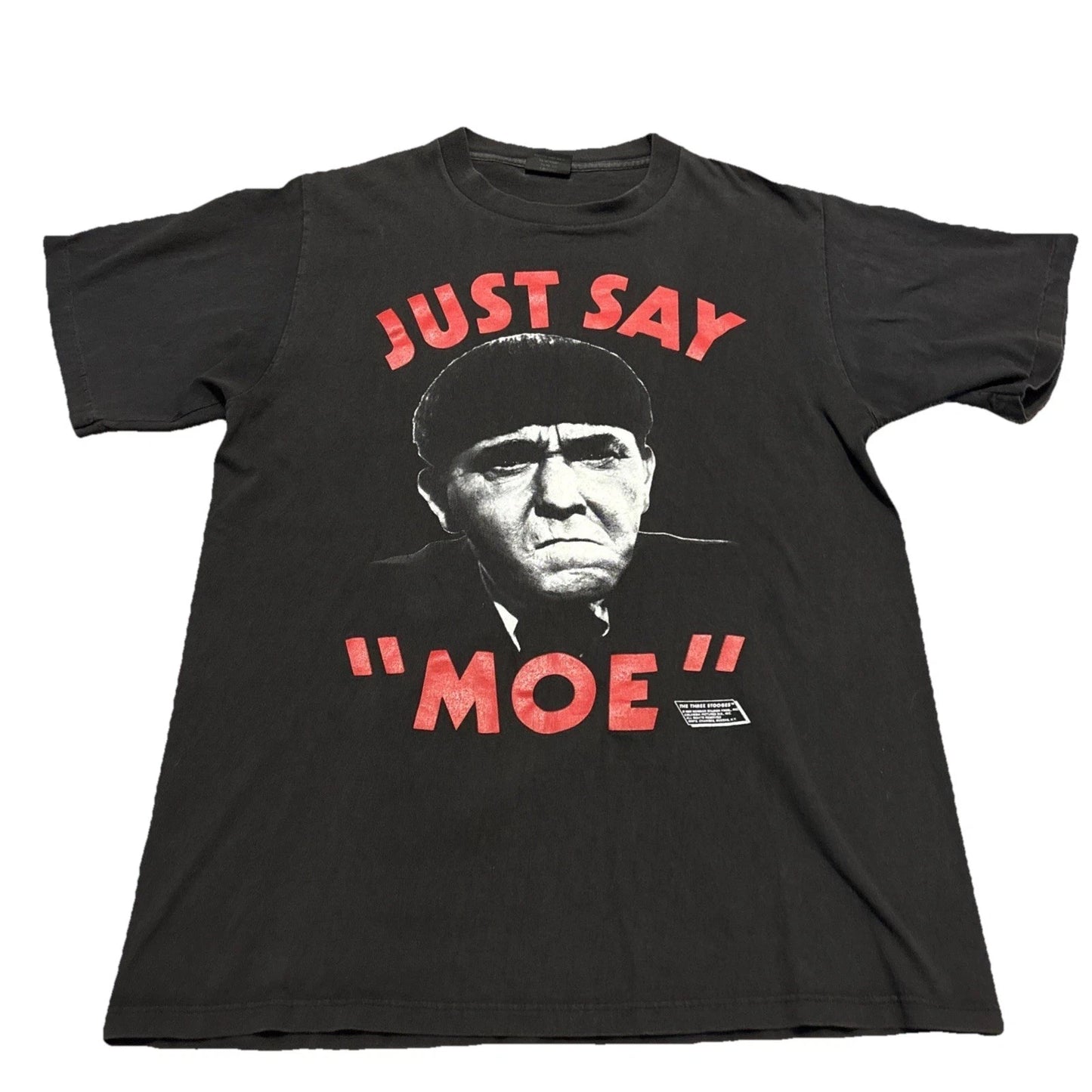 Vintage Three Stooges Tshirt Large Just Say Moe Changes 80s Faded Distressed