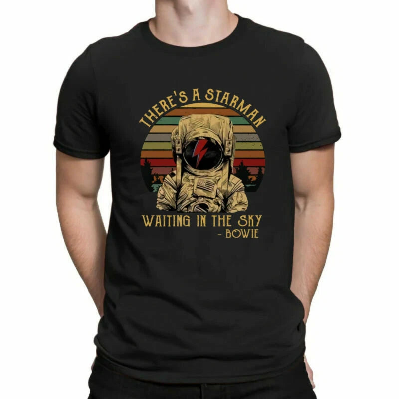 In Starman The Shirt Sky There's Tee A Bowie Men Vintage Cotton GraphicT Waiting