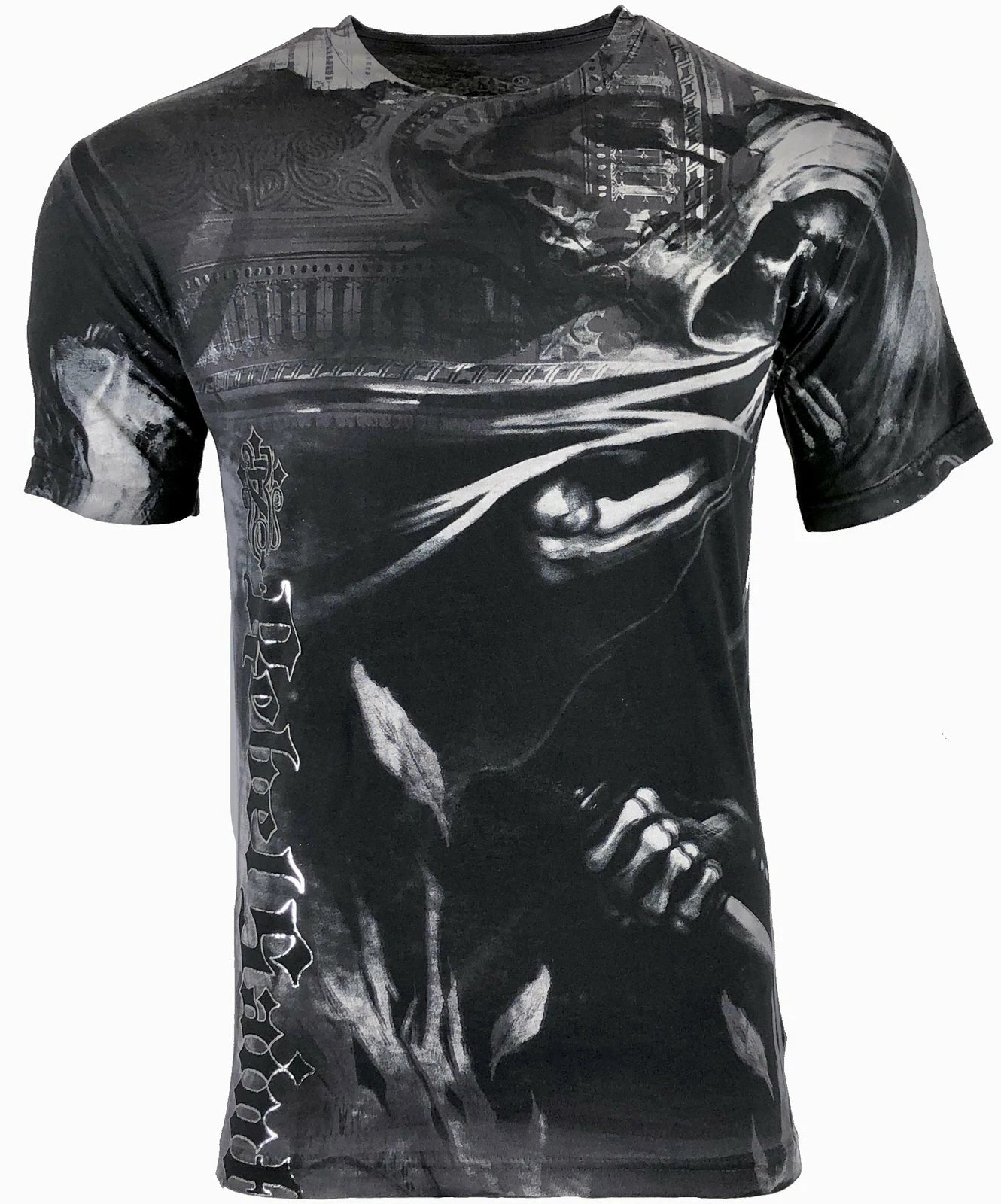 Rebel Saints by Affliction Men's T-shirt DARK DEATH Biker Skull Tattoo S-5XL