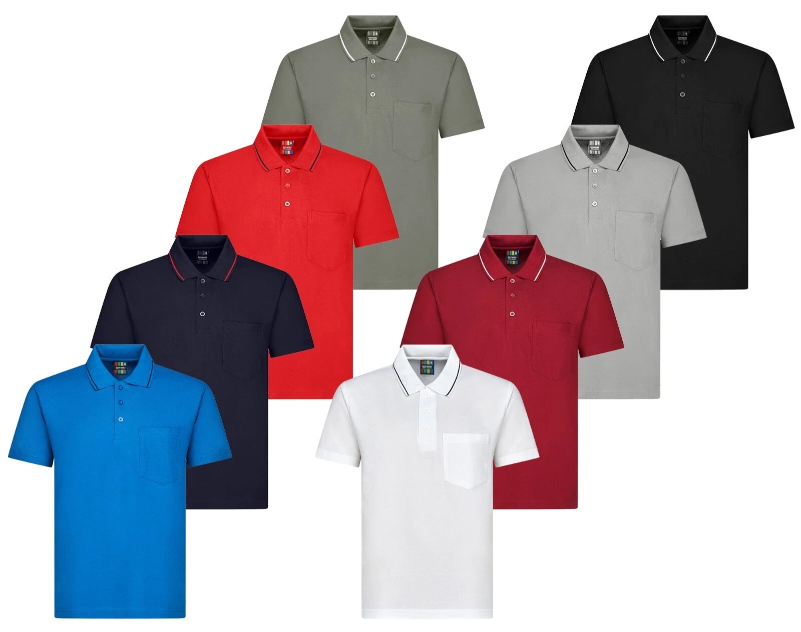 Men’s T Shirt Short Sleeve Button Tipped Collar Front Pocket Polo Top S-8XL
