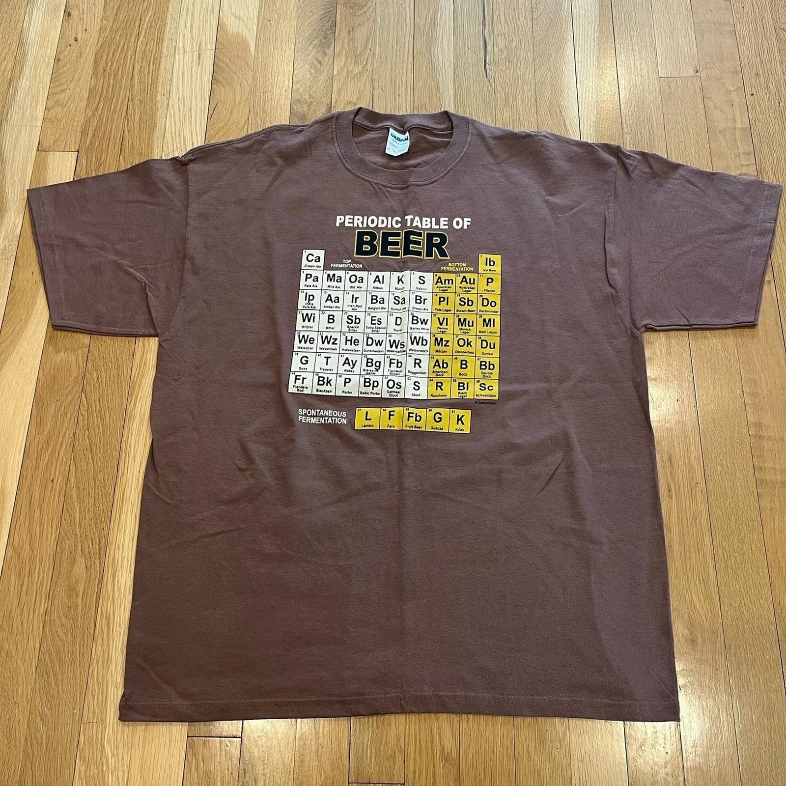 Vintage Y2K Periodic Table of Beer Alcohol T Shirt Size XL