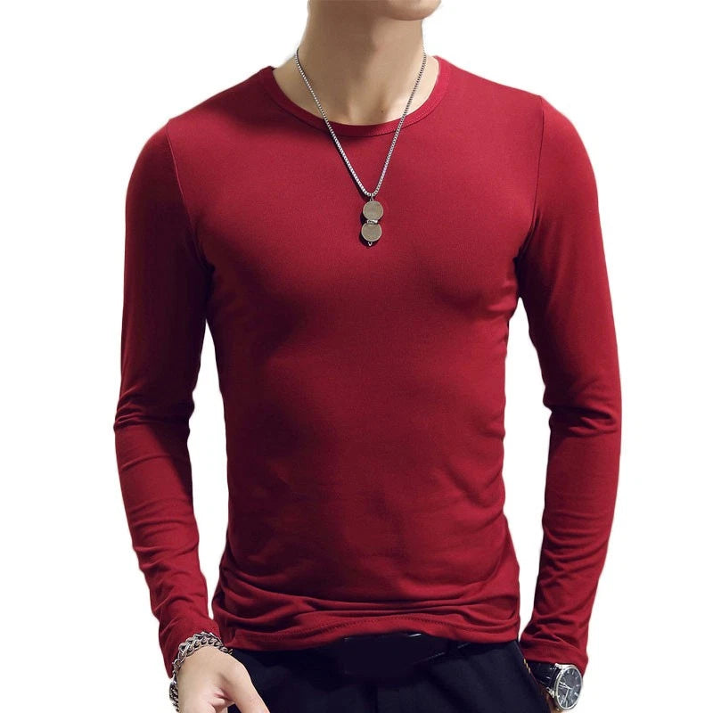 Basic Tees Long Sleeve T-Shirt Underwear Pullovercomfort Slim Fit O Neck #
