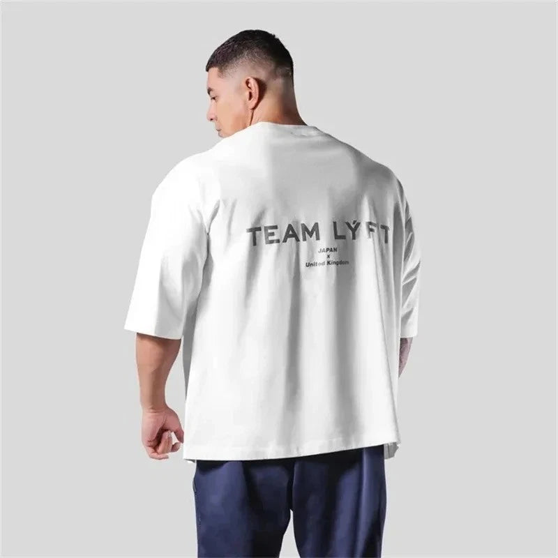 Men's Casual Gym Fitness Sports Oversized Printed Cotton T-shirt For Summer