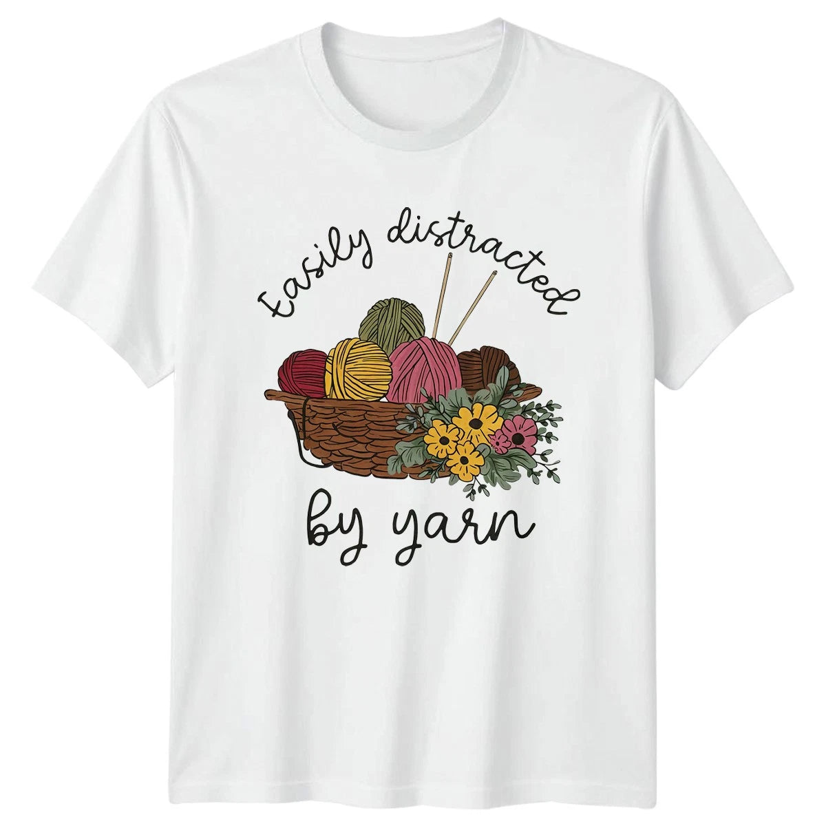 Easily Distracted By Yarn T-Shirt Yarn Craft Knitting Gift For Him