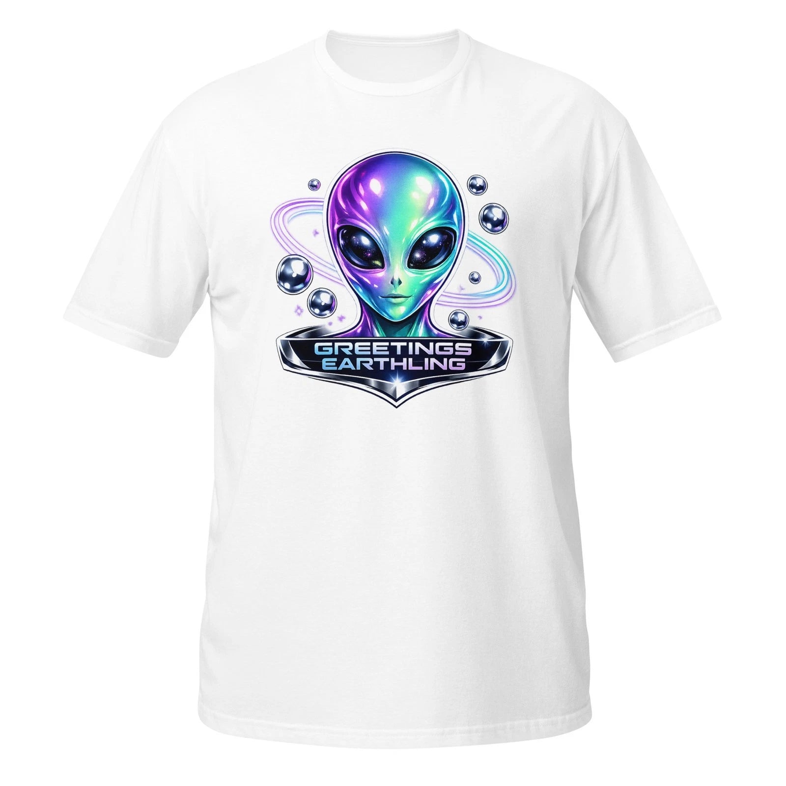 Greetings Earthling Alien Shirt Neon Sci Fi Aesthetic Space Graphic Tee
