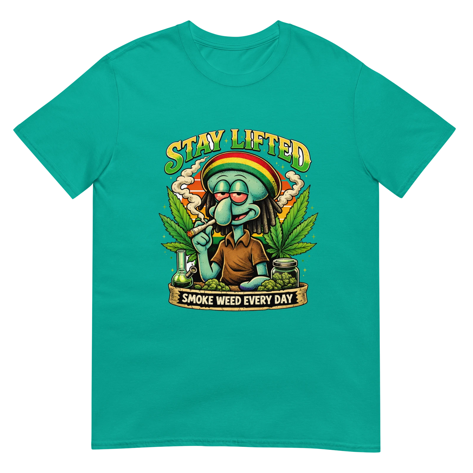 Stay Lifted Weed Rasta Squidward Funny Stoner Design