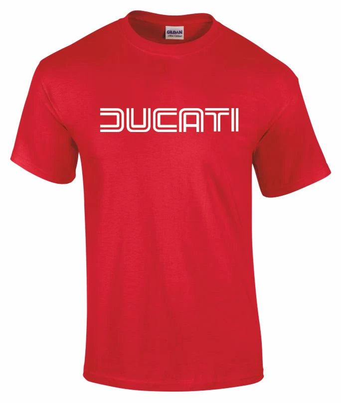 Ducati Retro Text Motorcycles Printed T Shirt in 6 Sizes
