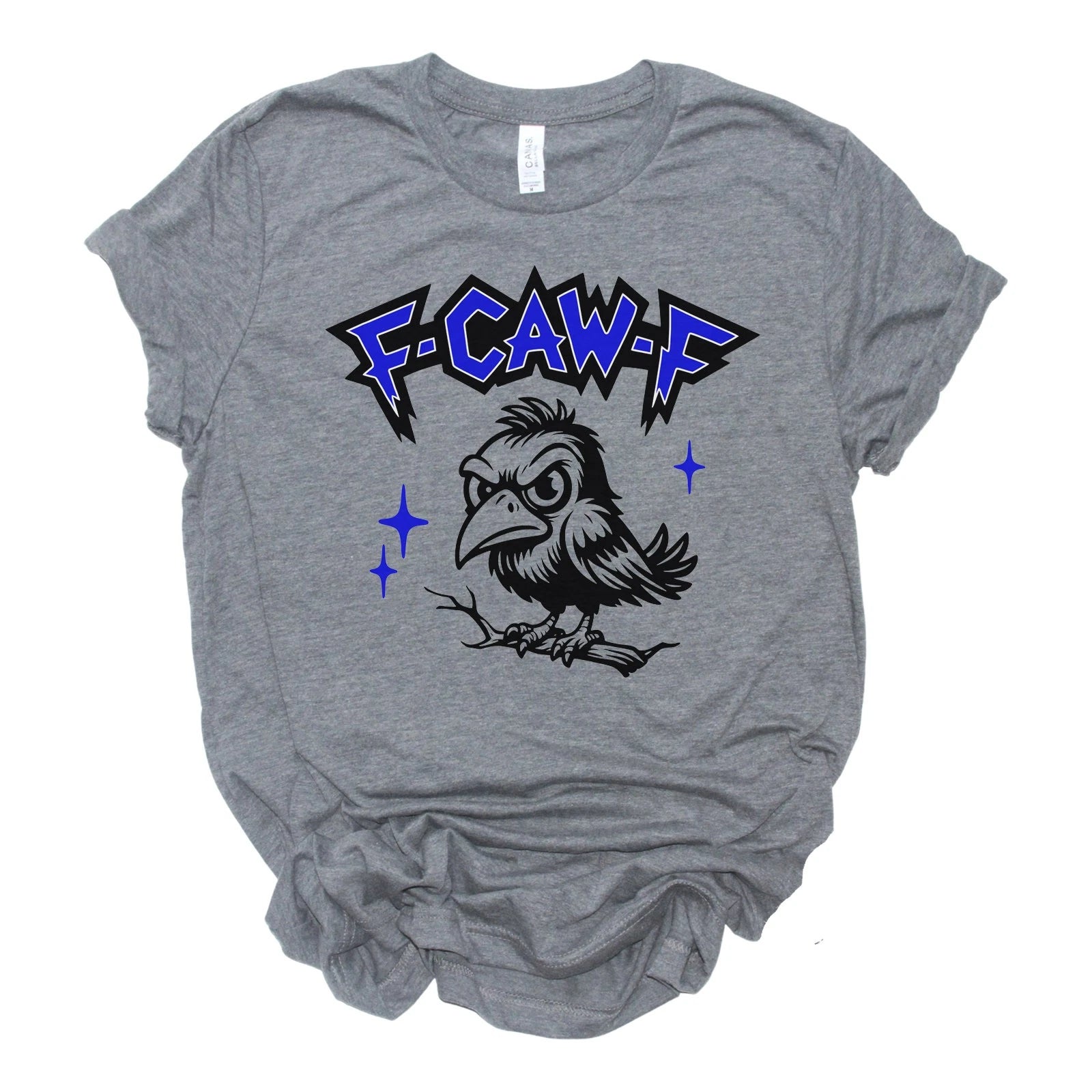 Funny F-Caw-F Adult Unisex Jersey Tshirt, Sarcastic Crow Black Bird Raven Tee