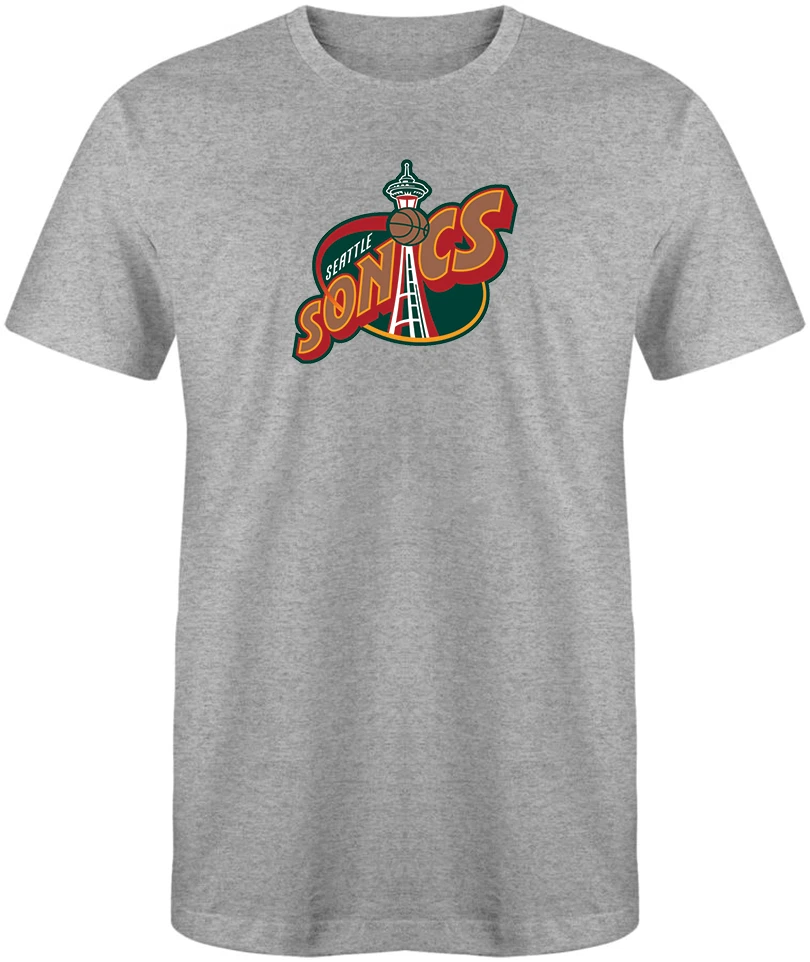 Seattle Supersonics Grey Retro Vintage Sonics T-Shirt Sizes S-XL