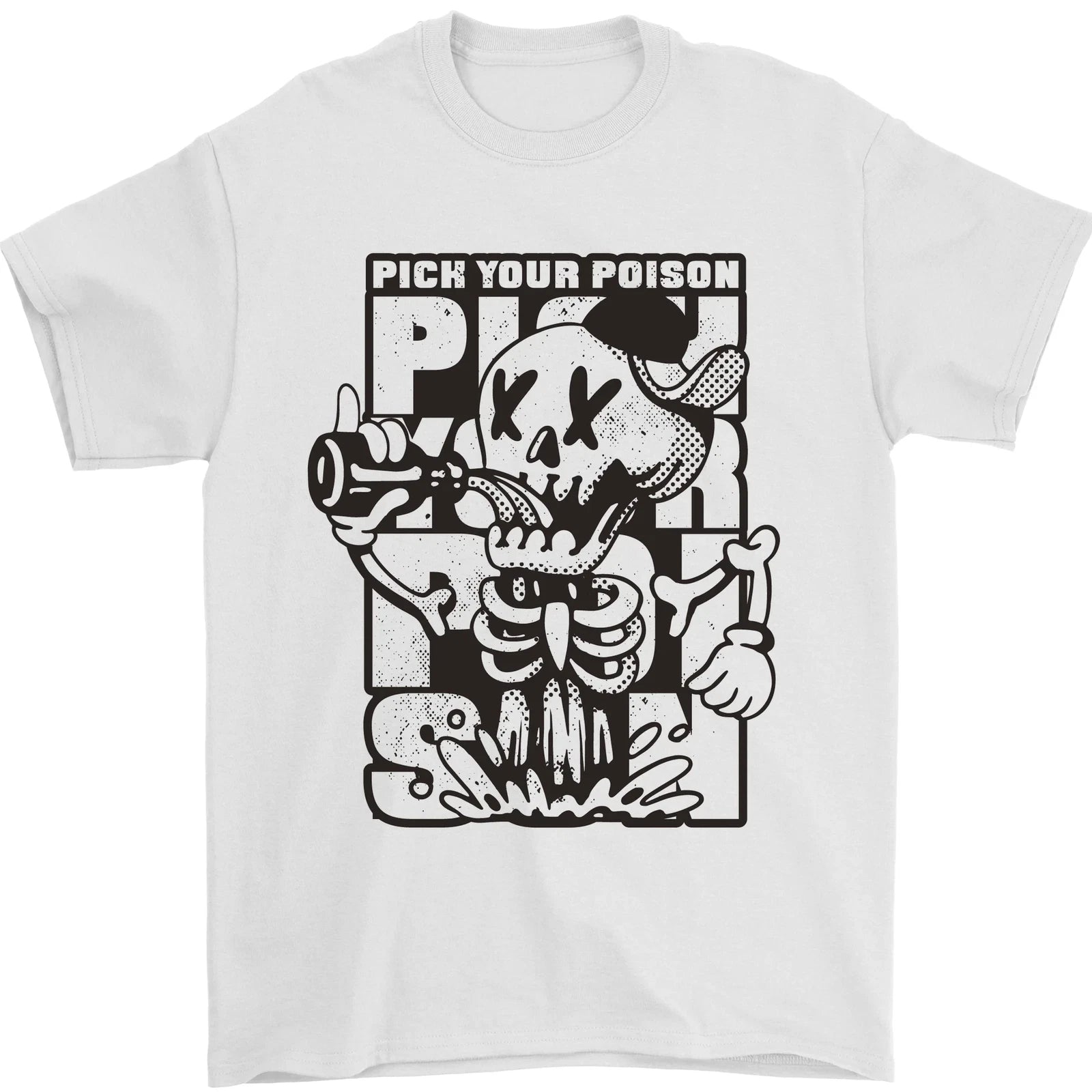 Pick Your Poison Beer Alcohol Skeleton Skull Mens T-Shirt 100% Cotton