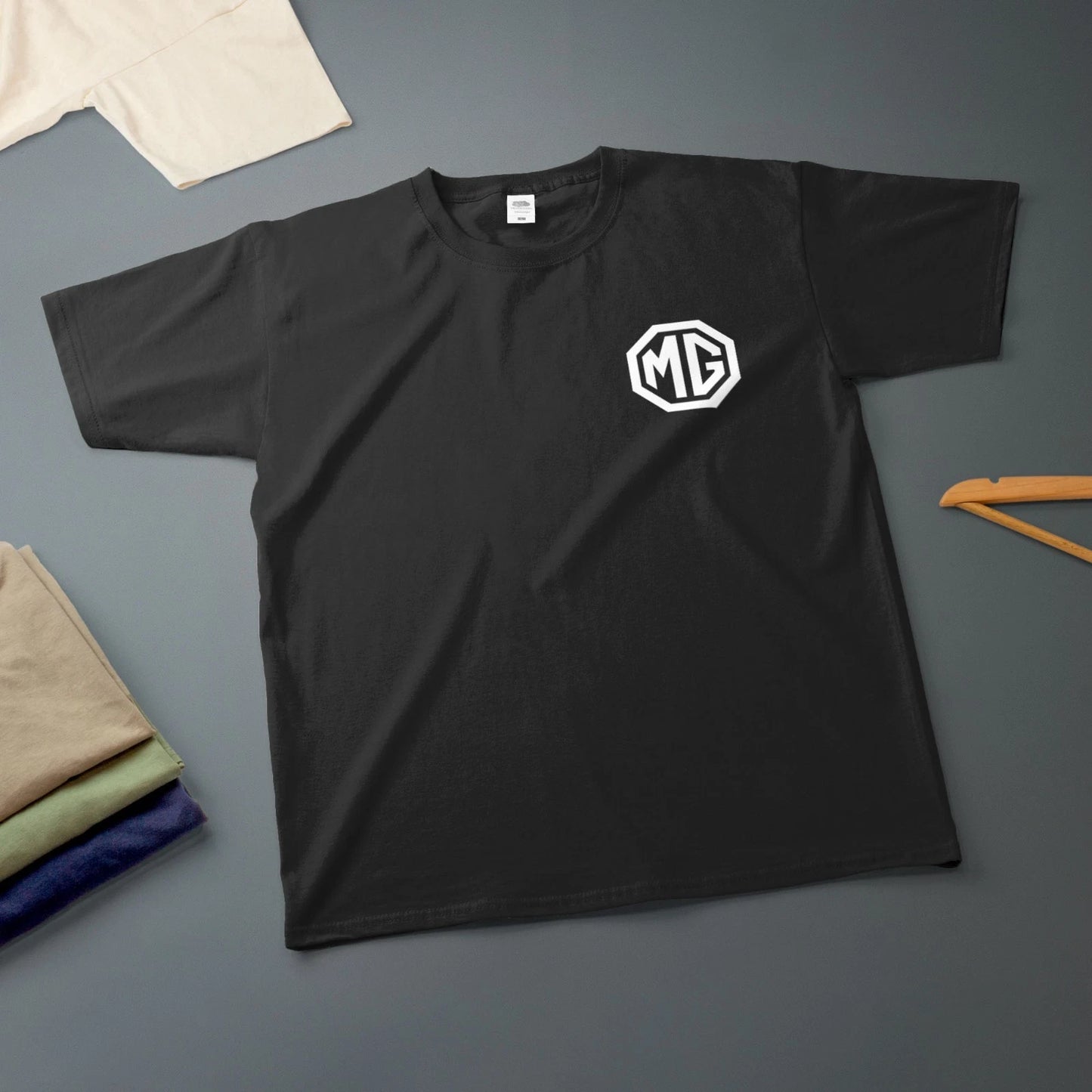 MG Badge T-Shirt White Logo Classic Car Enthusiast OFFICIAL LICENCED PRODUCT