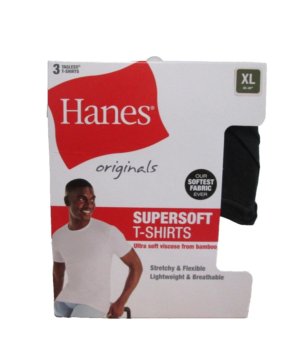 New Men's Hanes Originals 3 Pack Tagless SuperSoft  Modern Crewneck T-Shirts XL